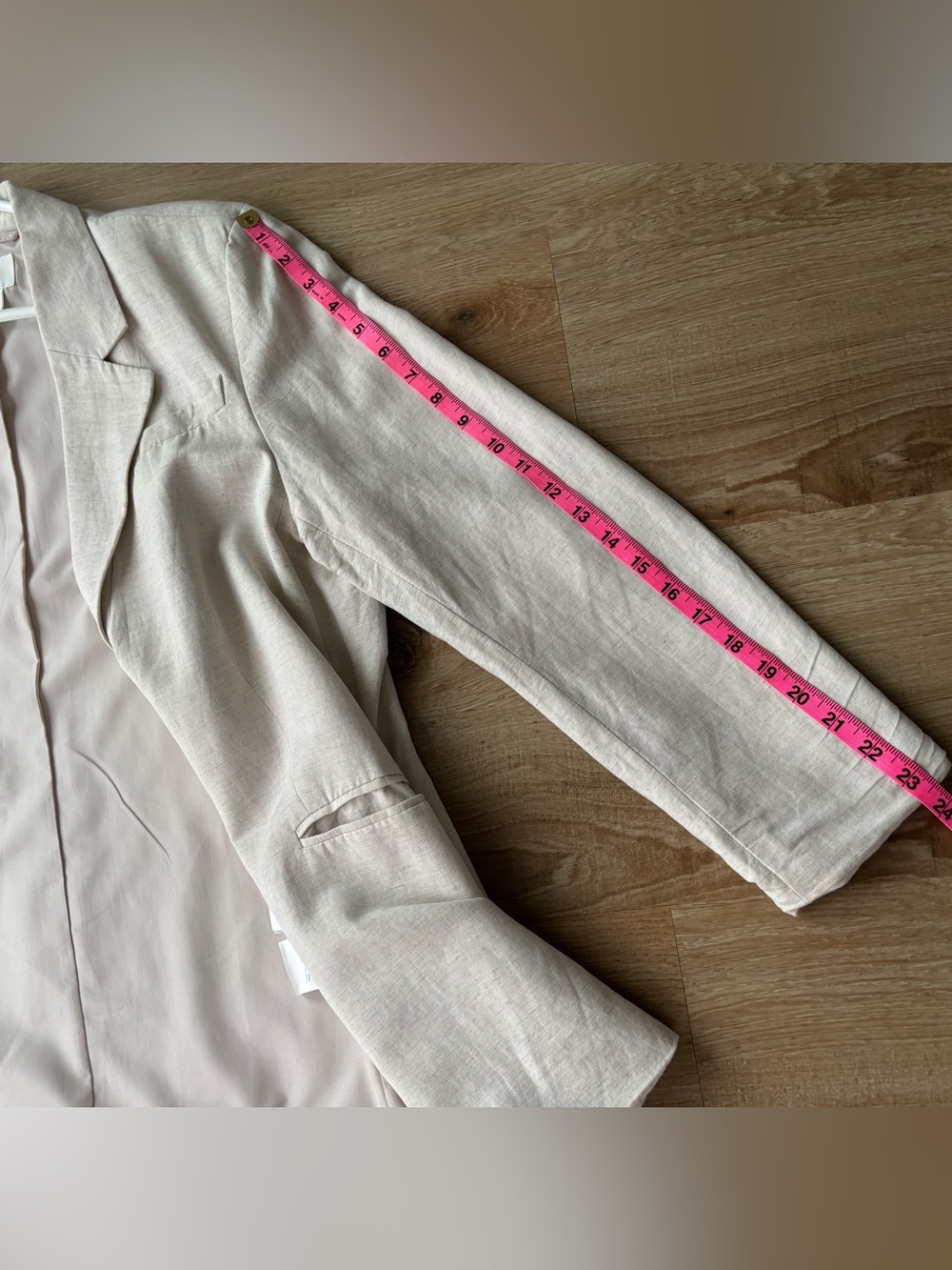 H&M Light Beige Oversized Linen-Blend Blazer - Picture 11 of 13